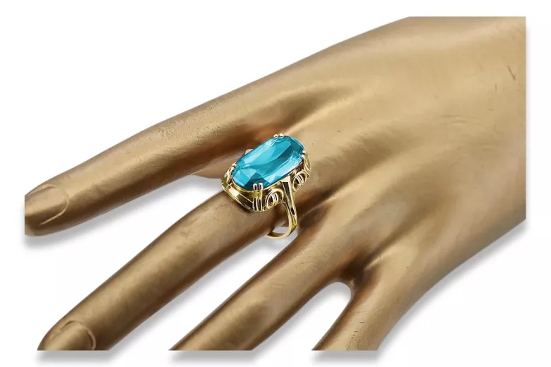 Ring Aquamarine 14K Yellow gold Vintage vrc038y